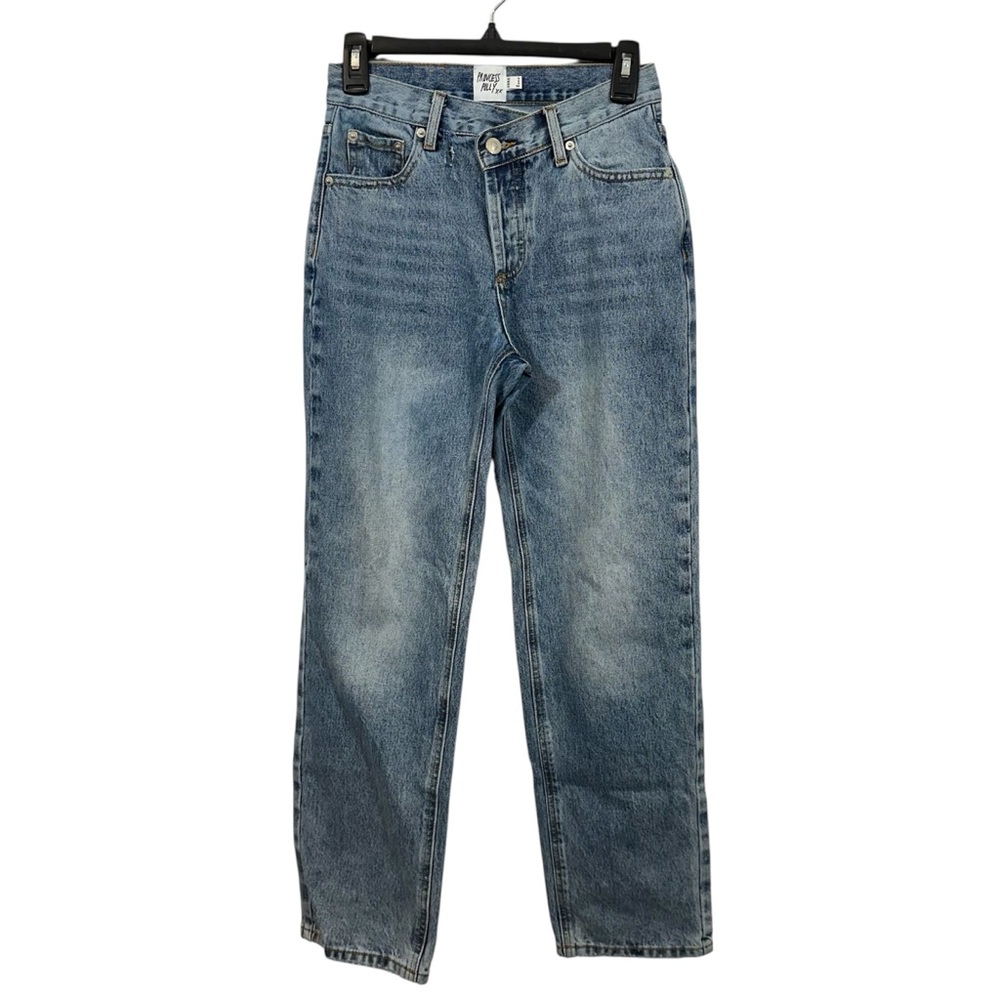 Princess Polly Straight Leg Button Fly Blue Jeans Size 2 - Picture 2 of 10